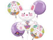 Anagram Easter Bunny Mylar Bouquet Decorations 5pc Balloon Pack