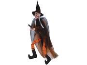 Loftus Hanging Witch With Broom Halloween 35 Prop Orange Black