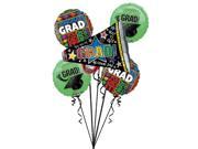 Congrats Grad Megaphone Graduation Bouquet School Colors 6pc Balloon Pack Green