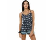 Lagaci Make You Wonder Elephant Paisley Spaghetti Strap Romper Black X Large