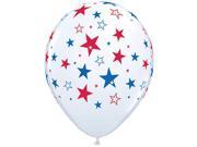 Qualatex Patriotic Stars Around 11 in Latex Balloons White 6 Pack