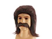 Star Power Men Feather Style Redneck Mullet w Moustache Wig Brown One Size