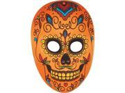 Star Power Women Day of the Dead Sugar Skull Face Mask Orange Multi One Size