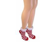 Candy Cane Christmas Socks With Faux Fur
