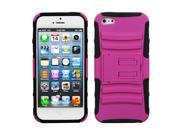 Hot Pink Black Advanced Armor Protector Case Cover with Stand for Apple iPhone 5