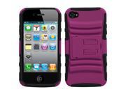 Hot Pink Black Advanced Armor Protector Case Cover with Stand for Apple iPhone 4 4S
