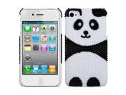 i4S 4 Playful Panda Pearl Diamante Rhinestones Bling Back Protector Case Cover for Apple iPhone 4 4S