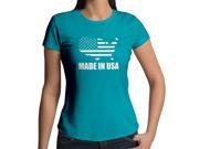Women s Made In USA Patriotic American Flag Map 100% Cotton Crew Neck T Shirt