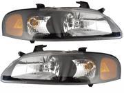 Nissan Sentra 02 03 SE R SPEC V Black Headlight Pair Left Right Headlamp Set