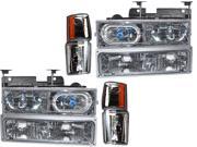 HEADLIGHTS 94 98 CHEVY TRUCK CHROME W HALO AND AMBER W XENONS 8PC SET