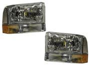 99 04 F250 F350 F450 SUPERDUTY EXCURSION CHROME HEADLAMPS HEADLIGHTS 4PC SET NEW