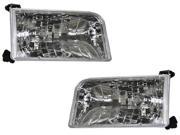 92 97 F150 F250 Bronco Euro Clear Chrome Headlights Headlamps Pair Set w Xenons
