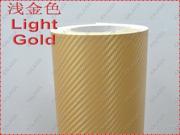 1 Roll 1.52MX30M Light Gold 3D carbon fiber vinyl film carbon fibre sticker 60*1181 13 color option FREESHIPPING car sticker T