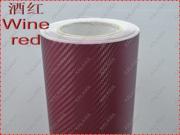 1 Roll 1.52MX30M Wine Red 3D carbon fiber vinyl film carbon fibre sticker 60*1181 13 color option FREESHIPPING car sticker TT