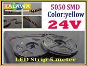 One roll 5M 300 LED 5050 SMD 24V flexible light 60 led m WATER PROOF LED strip yellow freeshipping RRR