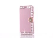 Bling Crystal Diamonds flowers PU leather flip wallet case cover skin For Apple