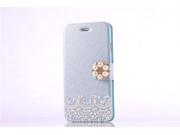 For iphone Bling Crystal Diamonds Pearls PU leather flip wallet case cover