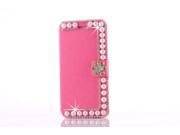 Bling Crystal Diamonds flowers PU leather flip wallet case cover skin For Apple