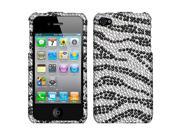 Apple iPhone 4 iPhone 4S Hard Case Cover Black White Zebra Skin w Full Rhinestones