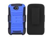 Coolpad Quattro 4G 5860E Protective Case Hybrid Blue Black Curve Stand w Holster