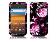 Samsung Exhibit 2 4G T679 Hard Case Cover Pink Black Butterflies 2D Silver Texture