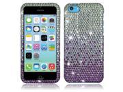 Apple iPhone 5C Light Lite Hard Case Cover Large Waterfall Purple w Full Rhinestones