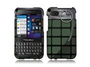 BlackBerry Q5 Hard Case Cover Grenade 2D Silver Texture