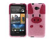 HTC Desire 601 Zara Hard Case Cover Pon Pon Pig w Full Bling Stones