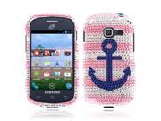 Samsung Galaxy Discover S730G Centura S738C Hard Case Cover Blue Anchor On Pink White Full Rhinestones