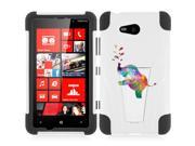 Nokia Lumia 820 Custom Protective Case Hybrid White Black Y Stand Colorful Elephant