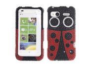 NextKin Red Ladybug With Full Crystal Bling Stones Plastic Hard Cover Case for HTC Radar 4G