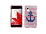 LG Optimus G LS970 Eclipse Hard Case Cover Blue Anchor On Pink White With Full Rhinestones