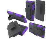 Hybrid Robot Black Purple Stand With Holster Protective Hard Skin Case Cover for Nokia Lumia 521
