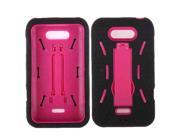 Hybrid Black Hot Pink Symbiosis With Vertical Stand Protective Hard Skin Case Cover for LG Motion 4G MS770 Regard
