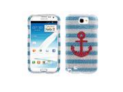 Samsung Galaxy Note II N7100 I317 Hard Case Cover Pink Anchor On Teal White With Full Rhinestones