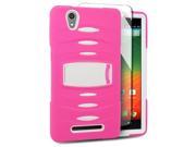 ZTE ZMAX Z970 Hard Cover and Silicone Protective Case Hybrid Hot Pink White With Stand