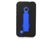 Nokia Lumia 530 Hard Cover and Silicone Protective Case Hybrid Black Blue Symbiosis w Vertical Stand