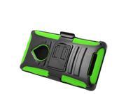 Nokia Lumia 830 Hard Cover and Silicone Protective Case Hybrid Black Green Curve Stand w Holster
