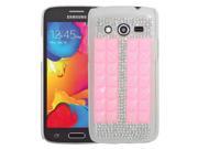 Samsung Galaxy Avant G386T Back Cover Case 3D Pink Stripe Silver Full Rhinestones