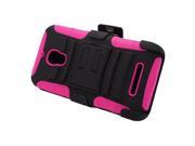 Alcatel One Touch Fierce 7024W Hard Cover and Silicone Protective Case Hybrid Black Hot Pink Curve Stand w Holster