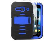 Alcatel OneTouch Evolve 2 4037T Hard Cover and Silicone Protective Case Hybrid Black Blue With Stand
