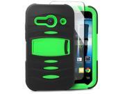 Alcatel OneTouch Evolve 2 4037T Hard Cover and Silicone Protective Case Hybrid Black Green With Stand