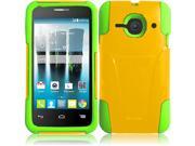 Alcatel OneTouch Evolve 2 4037T Hard Cover and Silicone Protective Case Hybrid Yellow Neon Green With Y Stand