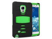 Samsung Galaxy Note Edge Hard Cover and Silicone Protective Case Hybrid Black Green With Stand