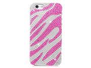 Apple iPhone 6 4.7 inch Hard Case Cover Zebra Hot Pink White w Full Rhinestones
