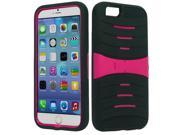 Apple iPhone 6 4.7 inch Hard Cover and Silicone Protective Case Hybrid Black Hot Pink w Stand