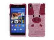 Sony Xperia Z3 Hard Case Cover Pon Pon Pig w Full Bling Stones