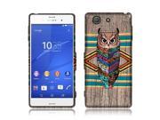 Sony Xperia Z3 Compact Silicone Case TPU Owl Feather Aztec Wood