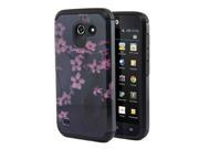 Huawei Tribute 4G LTE Y536A1 Hard Cover and Silicone Protective Case Hybrid Peach Blossom Blue Background Black Slim Armor