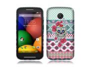 Motorola Moto E Silicone Case TPU Skull Flower Aztec